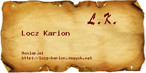 Locz Karion névjegykártya